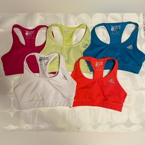 5pcs multicolor set - Adidas Women’s Sports Bra techfit medium compression XS